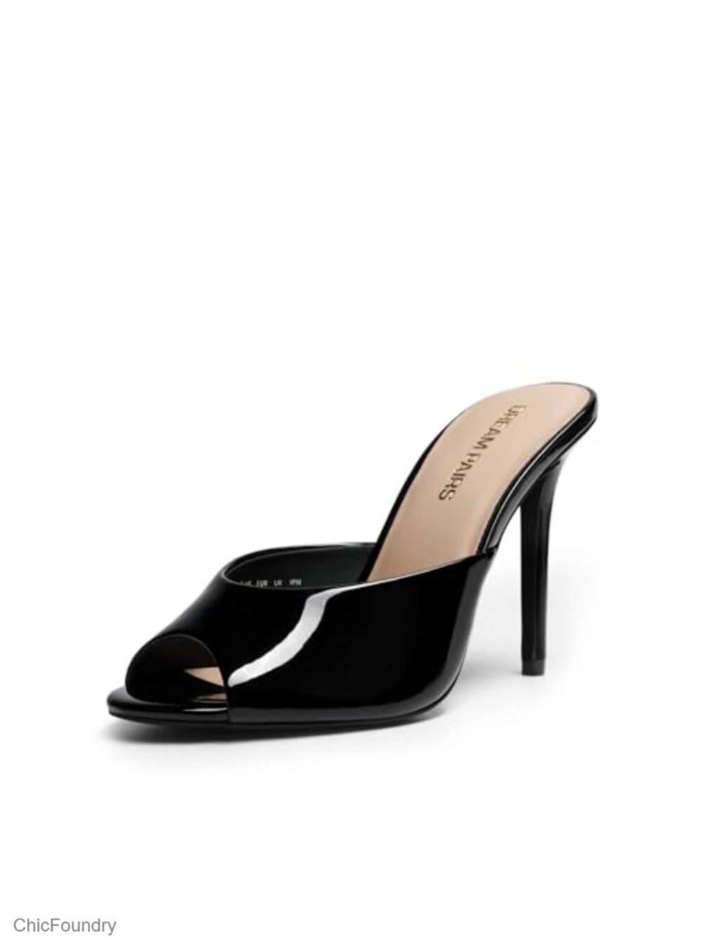 Women's Peep Toe Stiletto Mule Heel Sandals Faux Leather Slip On